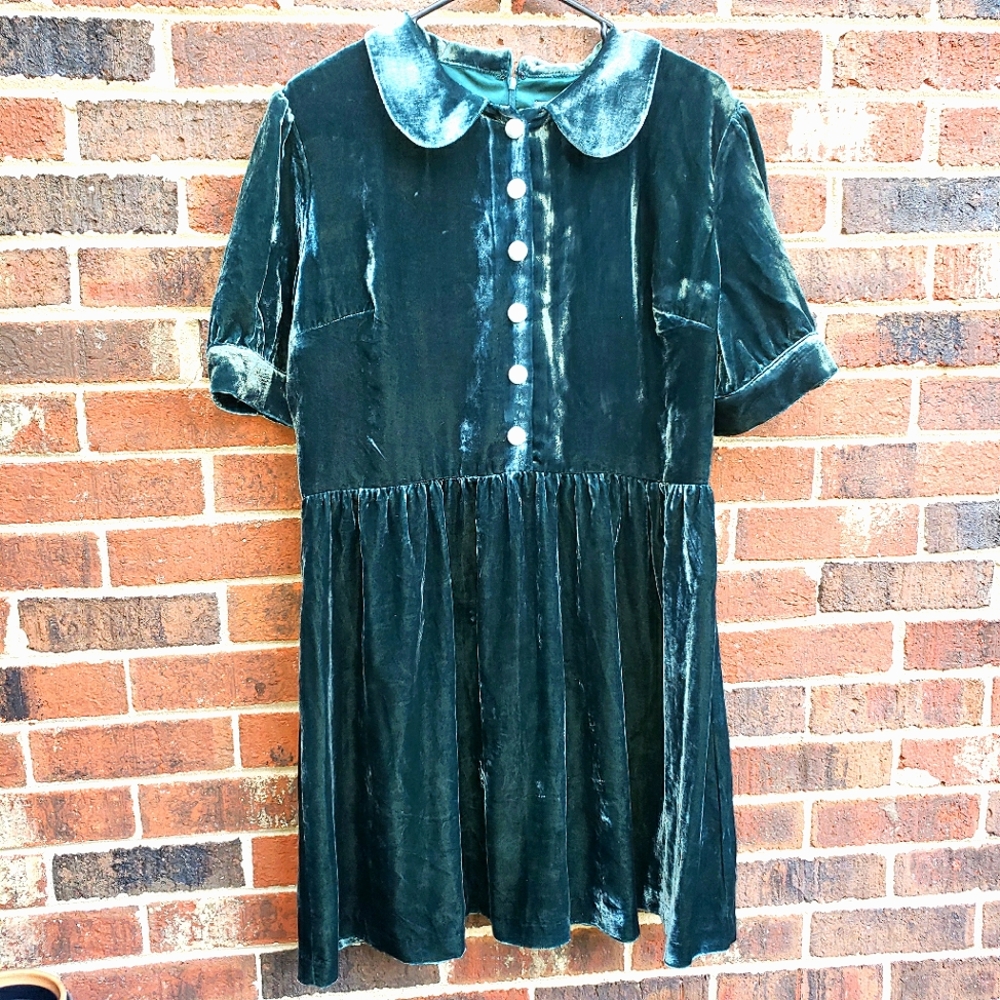 Modcloth Emerald Velvet Mini Dress